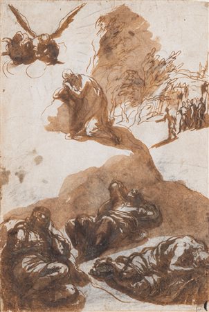 Attribuito ad Alessandro Maganza (Vicenza 1556 - 1640)  - Orazione nell'orto del Getsemani,  