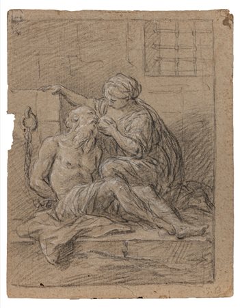 Scuola italiana, secolo XVIII ( )  - Carità romana (recto); Studio di piedi (verso),  