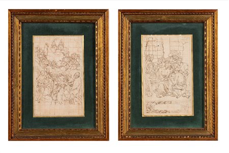 Scuola dell'Italia centrale, secolo XVIII ( )  - Studi per Trinità con Santi e per Ecce Homo,  