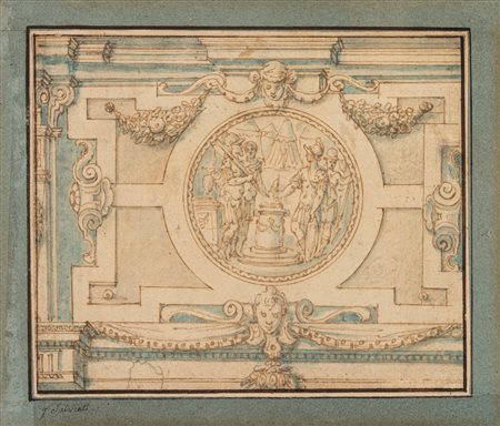 Scuola dell'Italia centrale, fine secolo XVI ( )  - Progetto per decorazione murale,  