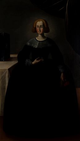 Scuola dell'Italia settentrionale, secolo XVII ( )  - Ritratto di gentildonna con libro in mano,  