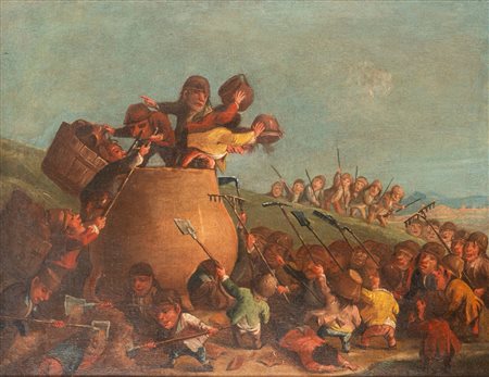 Attribuito a Enrico Albrici (Vilminore di Scalve 1714 – Bergamo 1773) ( )  - Battaglia tra nani,  
