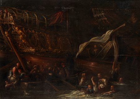 Scuola italiana, secolo XVII ( )  - Scena di naufragio,  