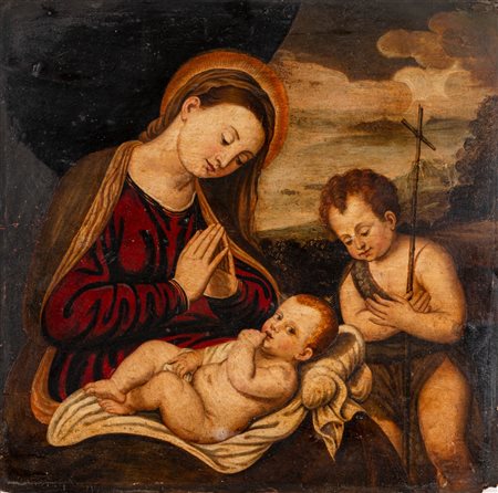 Ambito di Bonifacio de' Pitati ( )  - Madonna con Bambino e San Giovannino,  