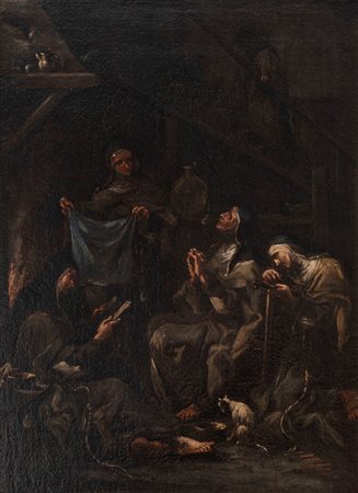 Alessandro Magnasco (Genova 1667 - 1749)  - Monache francescane davanti al camino,  