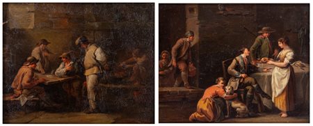 Scuola emiliana, secolo XVIII ( )  - Due scene di interno,  