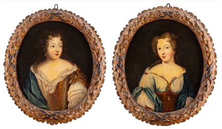 Scuola italiana, fine secolo XVII - inizi secolo XVIII ( )  - Due ritratti di dame,  