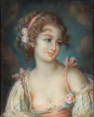 Maniera di François Boucher ( )  - Ritratto di giovane donna,  