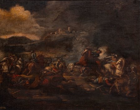 Scuola italiana, secolo XVII ( )  - Scena di battaglia,  