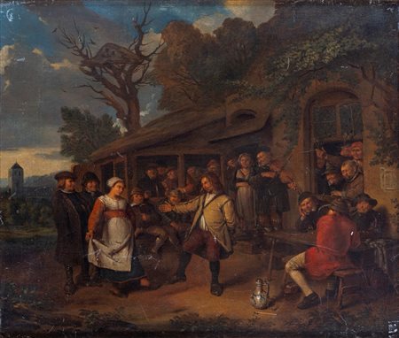 Maniera di David Teniers II ( )  - Scena di vita popolare all'aperto,  