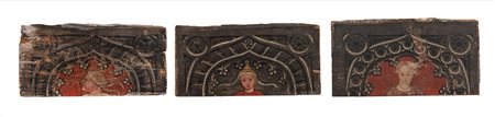Scuola lombarda, secolo XVI ( )  - Tre tavelle da soffitto con figure,  