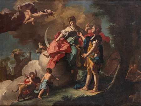 Attribuito a Domenico Antonio Vaccaro (Napoli 1678 - 1745) ( )  - Diana e Ippolito,  