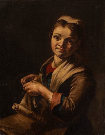 Giacomo Francesco Cipper, detto il Todeschini (Feldkirch  1664 - Milano 1736)  - Giovane donna che lavora ai ferri,  