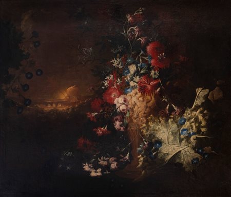 Andrea Belvedere (Napoli 1646/ 1652 - 1732)  - Trionfo di fiori en plein air,  