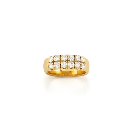 Anello con diamanti  in oro giallo 18k 