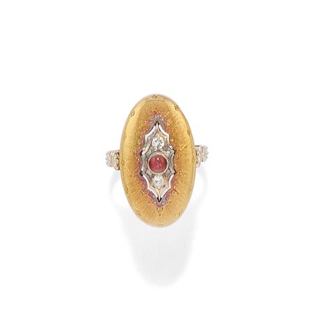 Buccellati - Anello con rubino in oro bicolore 18k