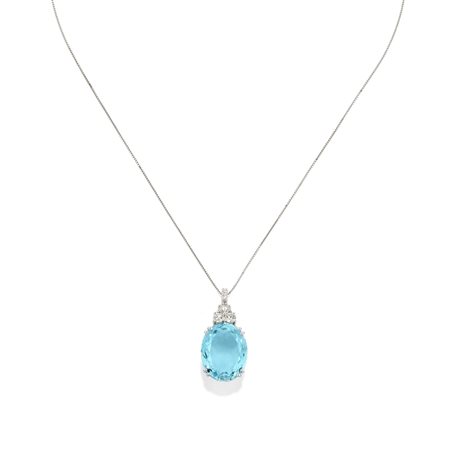 Pendente con acquamarina in oro bianco 18k