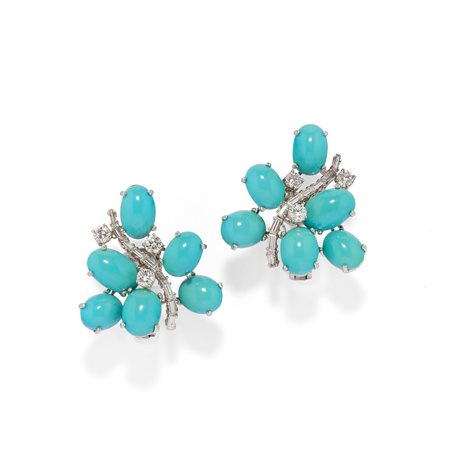 Orecchini con turchesi in oro bianco 18k