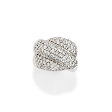 Anello con diamanti  in oro bianco 18k