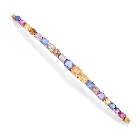 Bracciale con zaffiri multicolori in oro giallo 18k