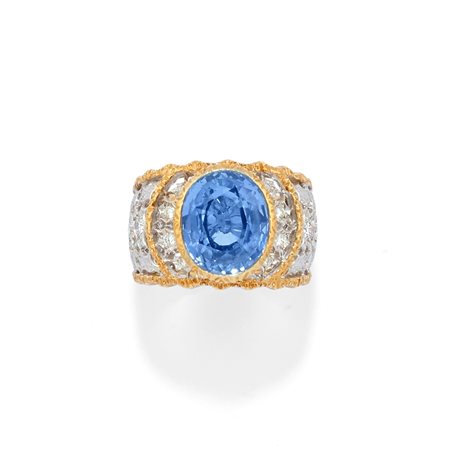 Mario Buccellati - Anello con zaffiro in oro bicolore 18k