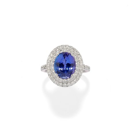 Anello con tanzanite in oro bianco 18k