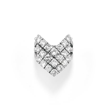 Anello con diamanti in oro bianco 18k