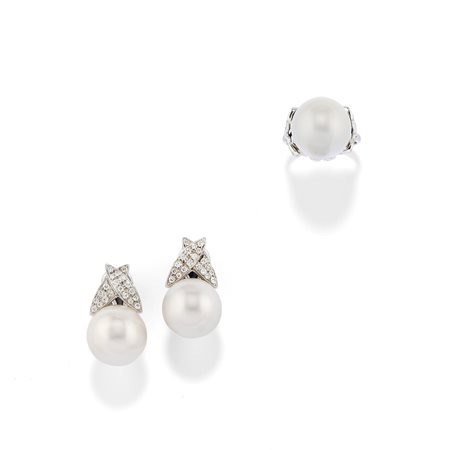 Demi-parure con perle australiane in oro bianco 18k