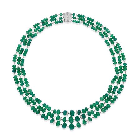 Collana con smeraldi in oro bianco 18k