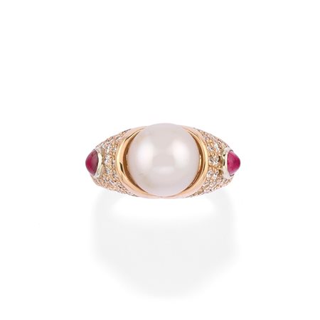 Bulgari - Anello con perla in oro rosa 18k