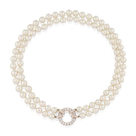 Collana con perle in oro bicolore 18k