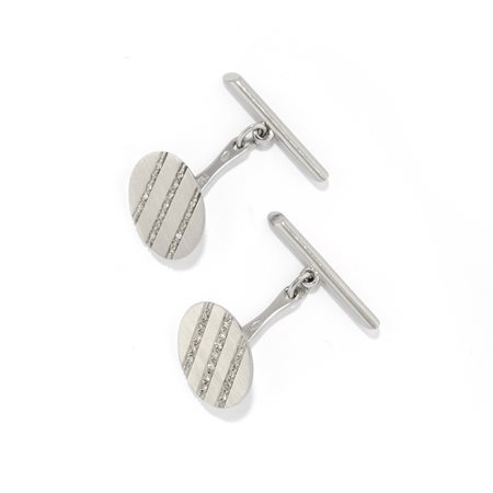 Gemelli con diamanti in oro bianco 18k