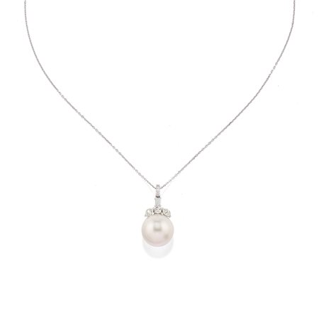 Pendente con perla South Sea in oro bianco 18k 