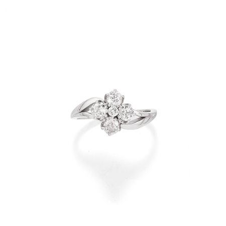 Anello con diamanti in oro bianco 18k 