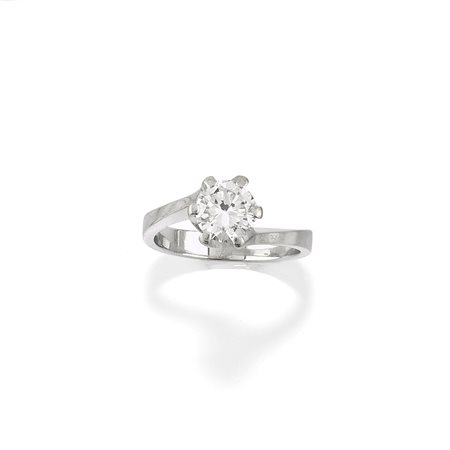 Anello con diamante in oro bianco 18k