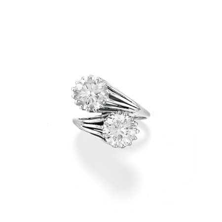 Anello con diamanti in oro bianco 18k