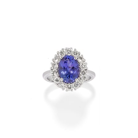 Anello con tanzanite  in oro bianco 18k
