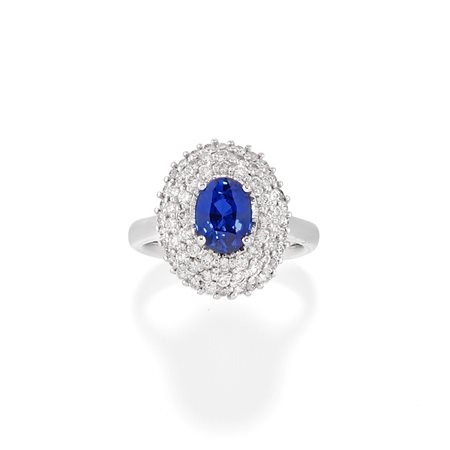 Anello con zaffiro  in oro bianco 18k