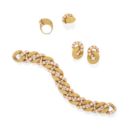 Parure con corallo in oro giallo 18k 