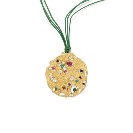 Pendente con pietre di colore in oro giallo 18k