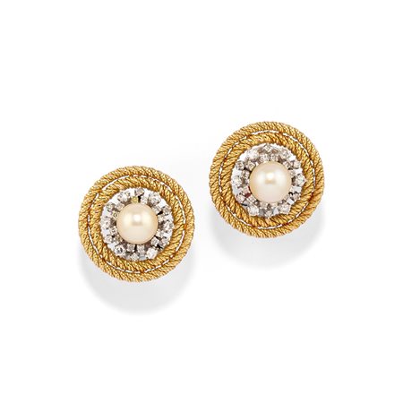 Orecchini con perle in oro bicolore 18k