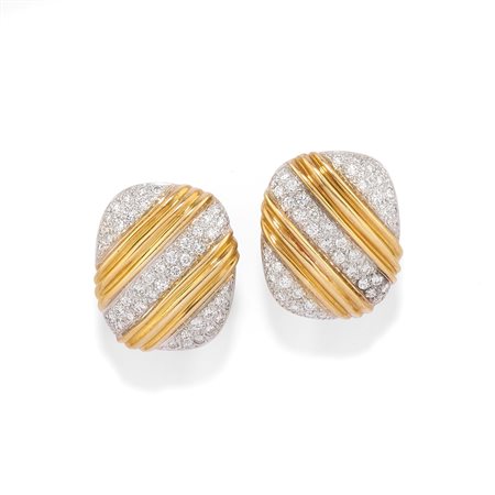 Orecchini con diamanti in oro bicolore 18k