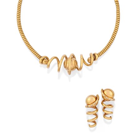 Demi-parure a spirale  in oro giallo 18k