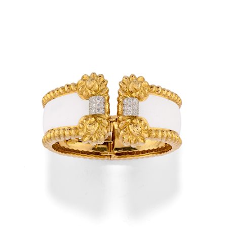 David Webb - Bracciale con smalto in oro giallo 18k e platino