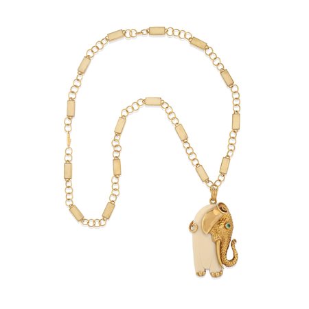 Collana con pendente elefante in oro giallo 18k