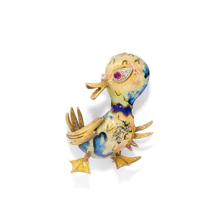 Spilla papera in oro giallo 18k