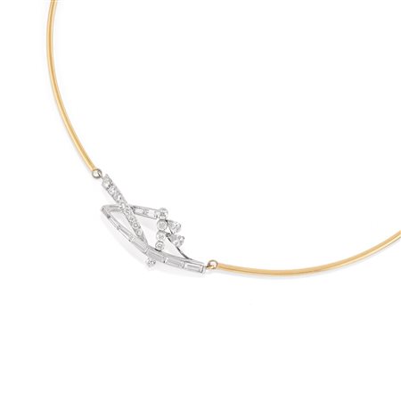 Collana con diamanti in oro bicolore 18k