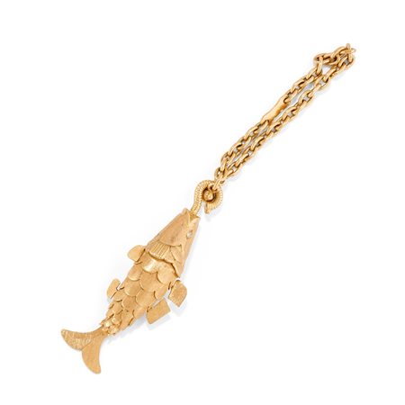 Portachiavi pesce in oro giallo 18k