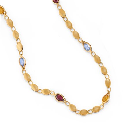 Collana con pietre di colore in oro giallo 18k