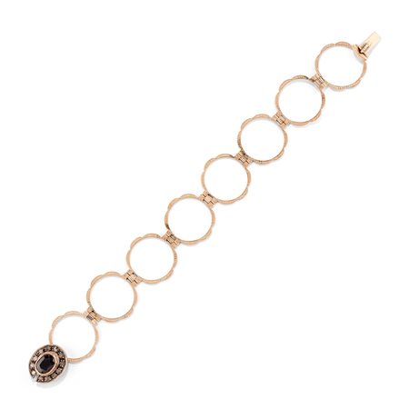 Anello-bracciale con zaffiro in argento e oro bassa caratura